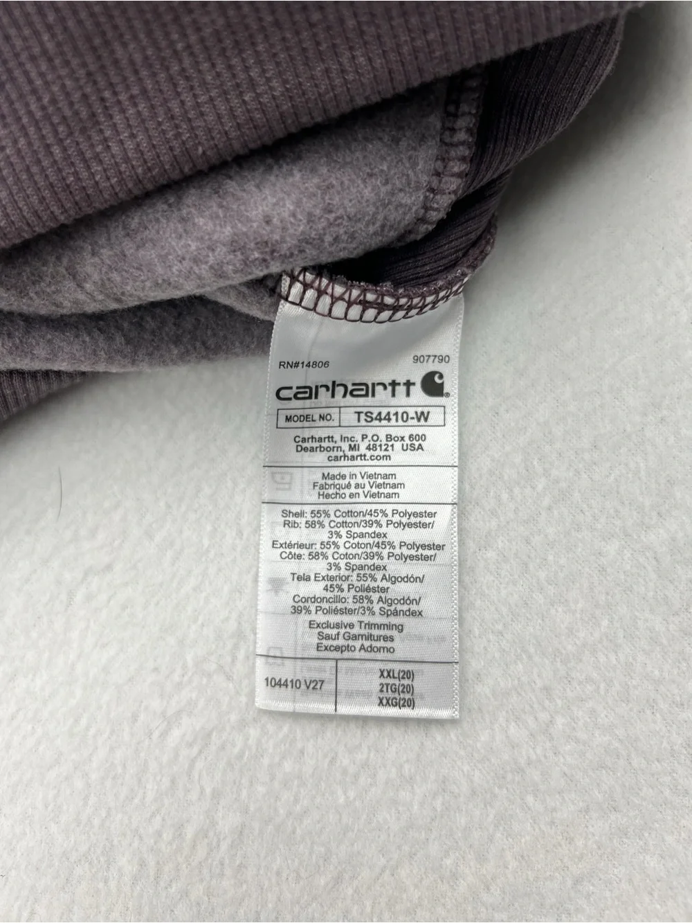 Carhartt Wmns Relaxed Fit Crewneck Black Logo Sweatshirt Heather Purple Sz XXL